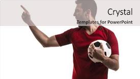  Presentation with soccer drils - Beautiful slide deck featuring soccer fan celebrating on white backdrop and a light gray colored foreground