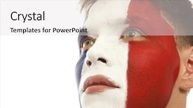  Presentation with football stadium - PPT theme enhanced with soccer fan isolated on white background and a light gray colored foreground