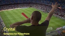  Presentation with soccer fans - PPT layouts featuring venue football - happy soccer fans background and a tawny brown colored foreground