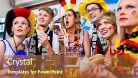  Presentation with soccer fans - PPT layouts with soccer fans watching a game background and a red colored foreground