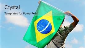  Presentation with soccer fans - Cool new theme with soccer fans with brazil flag backdrop and a light blue colored foreground