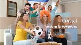  Presentation with france flag - Cool new slides with soccer fans with france flag backdrop and a coral colored foreground