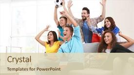  Presentation with soccer fans - Beautiful theme featuring soccer fans with france flag backdrop and a soft green colored foreground