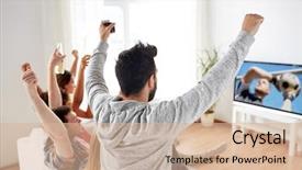  Presentation with soccer fans - Audience pleasing presentation theme consisting of soccer fans with non-alcohol backdrop and a soft green colored foreground