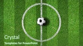  Presentation with soccer field - Audience pleasing theme consisting of soccer field center and ball backdrop and a forest green colored foreground