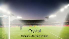  Presentation with flood - Slide set featuring soccer field with flood light background and a yellow colored foreground