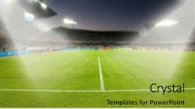  Presentation with flood - Cool new PPT theme with soccer field with flood light backdrop and a gold colored foreground