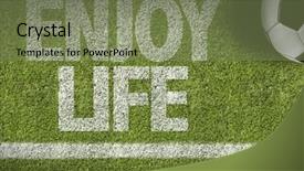  Presentation with football field or soccer field - Presentation design featuring soccer field with the text background and a violet colored foreground