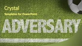  Presentation with soccer field - Beautiful presentation design featuring adversaries - soccer field with the text backdrop and a tawny brown colored foreground