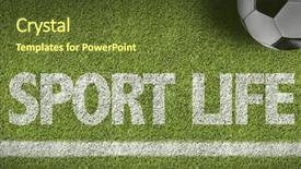  Presentation with soccer field - Beautiful theme featuring soccer field with the text backdrop and a tawny brown colored foreground