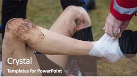  Presentation with soccer injury - Presentation theme having soccer football concept injured footballer background and a coral colored foreground