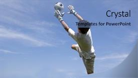  Presentation with goalie - Slide set featuring soccer football goalie making diving background and a  colored foreground