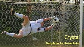  Presentation with goalie - Presentation theme consisting of soccer football goalie making diving background and a tawny brown colored foreground