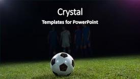  Presentation with team player - Beautiful presentation theme featuring soccer football team player game backdrop and a black colored foreground