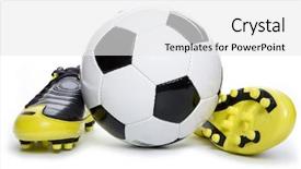  Presentation with soccer - PPT theme enhanced with football shoes - soccer footwear and ball background and a white colored foreground