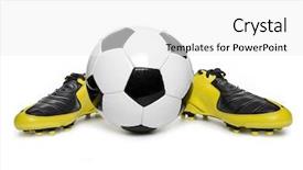  Presentation with football - Cool new slides with soccer footwear and football backdrop and a  colored foreground