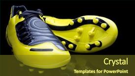  Presentation with soccer - Presentation theme consisting of football shoes - soccer footwear background and a tawny brown colored foreground