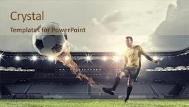  Presentation with action plan way forward text - Audience pleasing theme consisting of soccer forward player mixed media backdrop and a soft green colored foreground