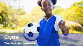  Presentation with girl scouts animated - Slides with soccer free - portrait of girl with thumbs background and a royal blue colored foreground