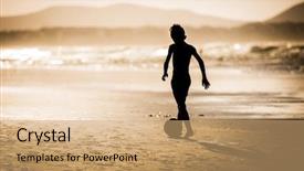  Presentation with football - Colorful presentation design enhanced with soccer free - silhouette of boy backdrop and a coral colored foreground