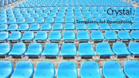  Presentation with stadium - Colorful presentation theme enhanced with soccer free - stadium seats backdrop and a light blue colored foreground