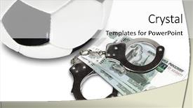  Presentation with corruption - Colorful presentation theme enhanced with soccer gambling corruption concept soccer backdrop and a  colored foreground