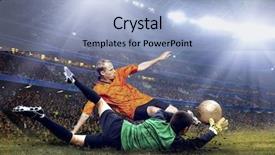  Presentation with football field - Amazing presentation theme having soccer game - football player on field backdrop and a light blue colored foreground