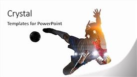  Presentation with game - Colorful presentation design enhanced with soccer game background mixed media backdrop and a white colored foreground