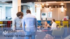  Presentation with office inauguration launch start up - Beautiful theme featuring soccer game during their free backdrop and a teal colored foreground