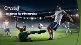  Presentation with game - Theme with soccer game in action background and a navy blue colored foreground