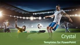  Presentation with game - Presentation design enhanced with soccer game in action background and a tawny brown colored foreground