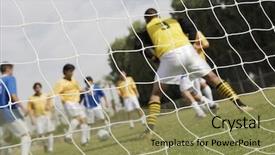  Presentation with soccer net - Presentation theme having soccer game seen through net background and a coral colored foreground
