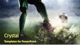  Presentation with goal - Beautiful PPT layouts featuring soccer goal moment mixed media backdrop and a tawny brown colored foreground