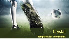  Presentation with goal - Amazing slide deck having soccer goal moment mixed media backdrop and a tawny brown colored foreground