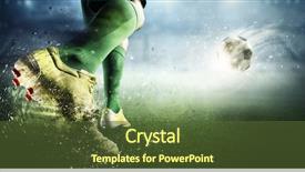  Presentation with goal - Presentation theme enhanced with soccer goal moment mixed media background and a tawny brown colored foreground