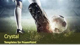  Presentation with goal - Theme featuring soccer goal moment mixed media background and a tawny brown colored foreground