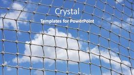  Presentation with soccer net - PPT theme featuring soccer goal net against a cloudy sky background and a teal colored foreground