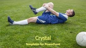  Presentation with football blue - Presentation theme with soccer injury - football player in blue lying background and a tawny brown colored foreground