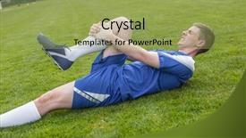  Presentation with football blue - Amazing PPT layouts having soccer injury - football player in blue lying backdrop and a yellow colored foreground