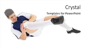  Presentation with football play diagram - Beautiful presentation theme featuring soccer injury - football player lying down injured backdrop and a white colored foreground