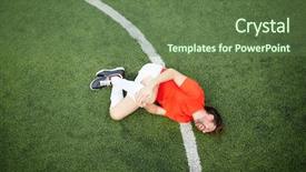  Presentation with soccer injury - Slides consisting of soccer injury - young footballer with hurt knee background and a tawny brown colored foreground