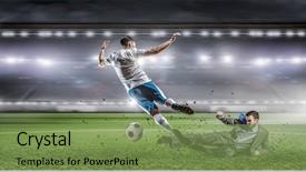  Presentation with leadership - Presentation theme consisting of soccer leadership - businessman and player fighting background and a seafoam green colored foreground