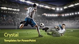  Presentation with soccer - PPT theme consisting of soccer leadership - businessman and player fighting background and a tawny brown colored foreground
