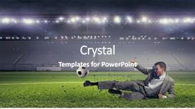  Presentation with soccer - Theme featuring soccer leadership - businessman kicking ball background and a gray colored foreground