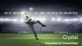  Presentation with leadership - Slide deck consisting of soccer leadership - businessman kicking ball background and a tawny brown colored foreground