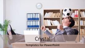  Presentation with motivation ball hill businessman - Beautiful presentation featuring soccer leadership - businessman with football ball backdrop and a coral colored foreground