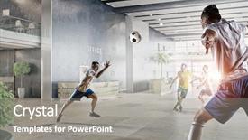  Presentation with leadership - Theme consisting of soccer leadership - playing ball in office mixed background and a gray colored foreground