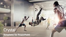  Presentation with office - Presentation consisting of soccer leadership - playing ball in office background and a gray colored foreground