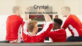  Presentation with sports fans - Colorful PPT theme enhanced with soccer match - group of sports fans watching backdrop and a lemonade colored foreground