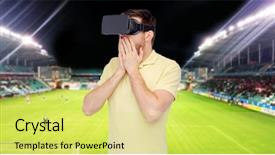  Presentation with virtual technology - PPT layouts enhanced with soccer match free - 3d technology virtual reality sport background and a  colored foreground